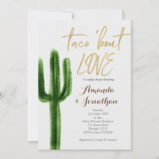 Invitation Succulent d'invitation de douche de couples de (Devant)