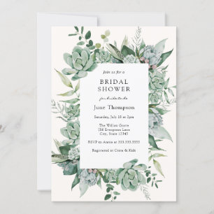 Invitation Succulent Eucalyptus Fête des mariées verte