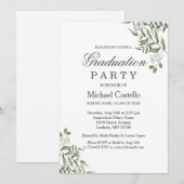 Invitation Succulent Eucalyptus Feuille Graduation Party (Devant / Derrière)