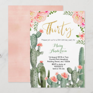 Invitation Succulent Floral Trente 30e anniversaire Invitatio