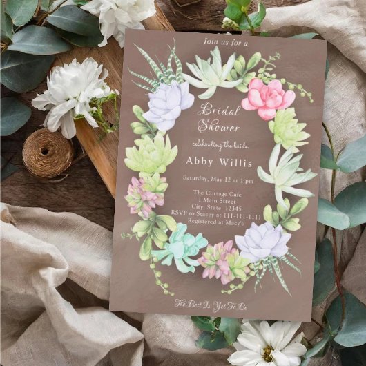 Invitation Succulent Greenery Wreath Bridal Shower