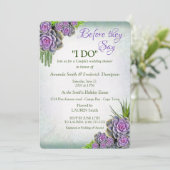 Invitation Succulent Sea Green, Violet Bouquet Wedding shower (Debout devant)