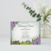 Invitation Succulent teintes des verts et violet Dîner de rép (Debout devant)