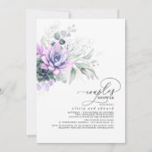 Invitation Succulent verdure Argent Boho Couples Douche (Devant)