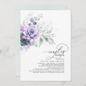 Invitation Succulent verdure Argent Boho Couples Douche (Devant / Derrière)