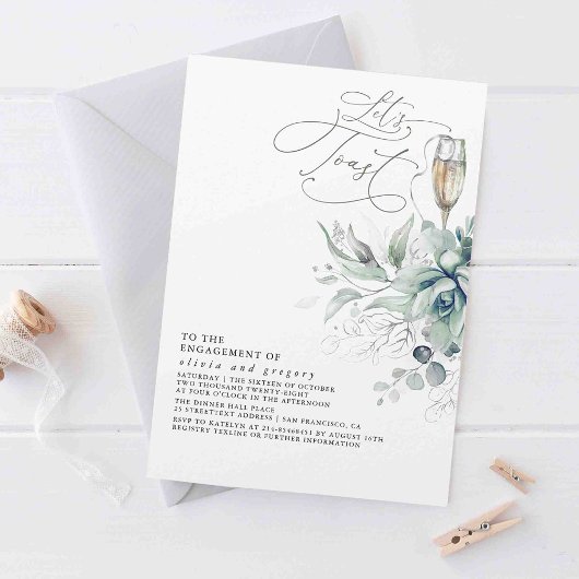 Invitation Succulent Verdure Argent Feuille