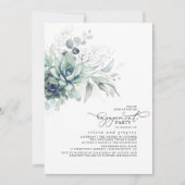 Invitation Succulent Verdure Argent Feuille (Devant)