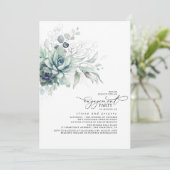 Invitation Succulent Verdure Argent Feuille (Debout devant)