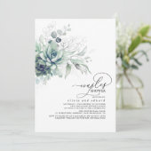 Invitation Succulent verdure Argent Feuille Couples Douche (Debout devant)