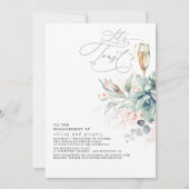 Invitation Succulent Verdure Élégante Partie d'engagement Feu (Devant)