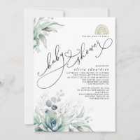 Succulent verdure mignonne Rainbow Baby shower Inv