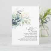 Invitation Succulent verdure Or Feuilles Baby shower Boho  (Debout devant)
