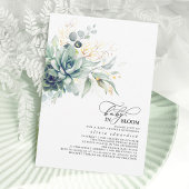 Invitation Succulent verdure Or Feuilles Baby shower Boho 
