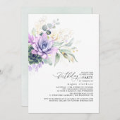 Invitation Succulent verdure or Feuilles Boho Anniversaire In (Devant / Derrière)