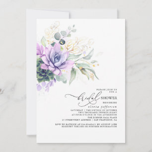 Invitation Succulent verdure Or Feuilles Boho Fête des mariée