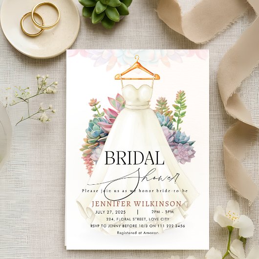 Invitation Succulent verdure Sage Mariage Gown Fête des marié