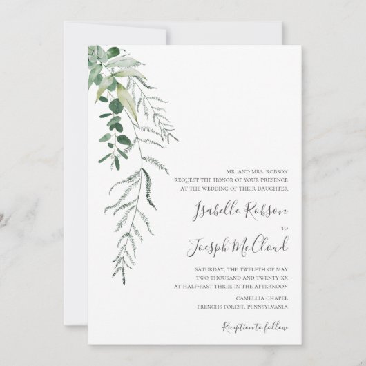 Invitation Succulent Vert foncé Vert Mariage traditionnel (Devant)