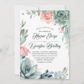 Invitation Succulent Vert rose Floral Moderne Mariage (Devant)