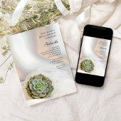 Invitation Succulent vert sur Fête des mariées blanche