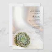 Invitation Succulent vert sur Fête des mariées blanche (Devant)