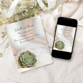 Invitation Succulent vert sur mariage blanc Enregistrer la da