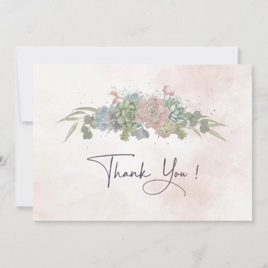 Invitation Succulent Wedding Thankyou Card (Devant)