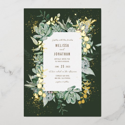 Invitation Succulente à huile de jardin (Recto)