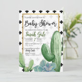 Invitation succulente de baby shower de cactus (Debout devant)