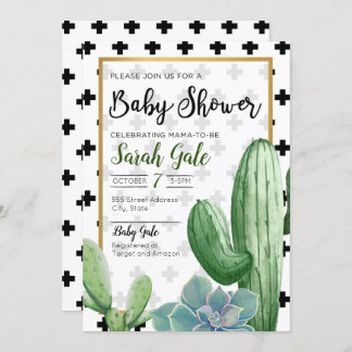 Invitation succulente de baby shower de cactus