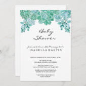 Invitation succulente de baby shower - neutre de (Devant / Derrière)