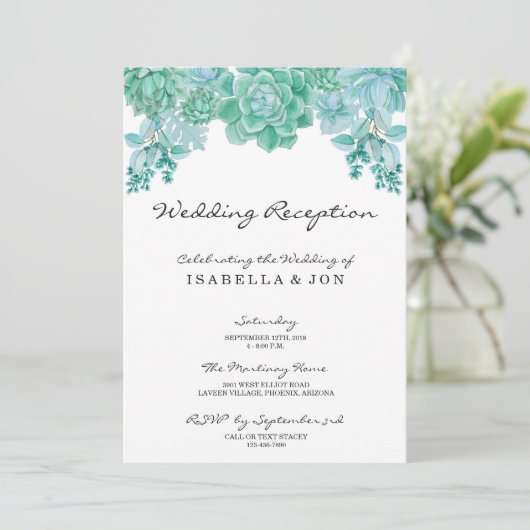 Invitation succulente de réception de mariage (Debout devant)