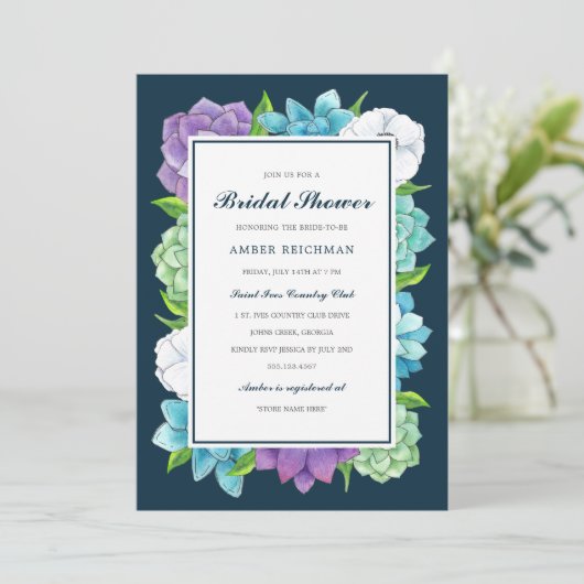 Invitation Succulente Florales Douche nuptiale | M (Debout devant)