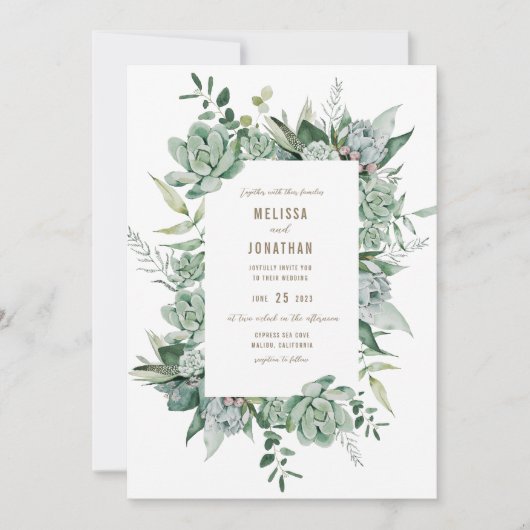 Invitation Succulente Mariage de jardin (Devant)