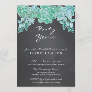 Invitation Succulente sur tableau noir pour fête d'anniversai