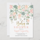 Invitation Succulentes, baby shower floral à l'anthurium (Devant)