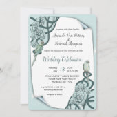 Invitation Succulentes Bleu Menthe Vert Pin (Devant)