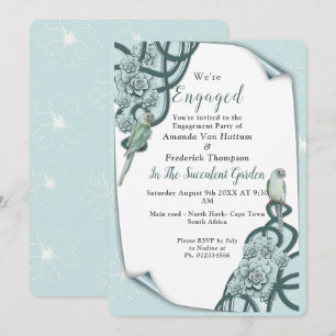 Invitation Succulentes de bleu menthe à vert pin
