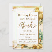 Invitation Succulentes dorées Eucalyptus Scroll Luxe Moderne (Devant)