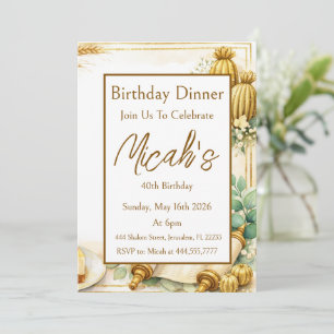 Invitation Succulentes dorées Eucalyptus Scroll Luxe Moderne