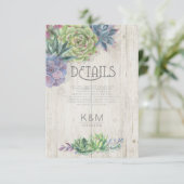 Invitation Succulentes et détails en bois rustique Insérer ID (Debout devant)