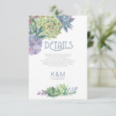 Invitation Succulentes et détails scintillants Insert Bleu ID (Debout devant)