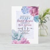 Invitation Succulentes Fête de Mariage Moderne Chic Marbre Fi (Debout devant)