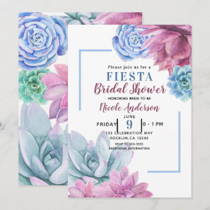 Invitation Succulentes Fête Moderne et Chic de Mariage Blanc