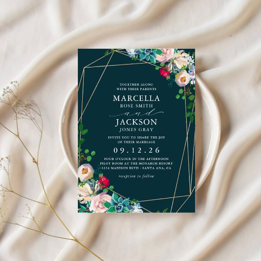 Invitation Succulentes & Or Chic Mariage