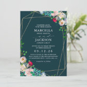 Invitation Succulentes & Or Chic Mariage (Debout devant)