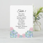 Invitation Succulentes roses bleues. Plans de table de mariag (Debout devant)