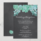 Invitation Succulentes sur un tableau de mariage à la craie R (Devant / Derrière)