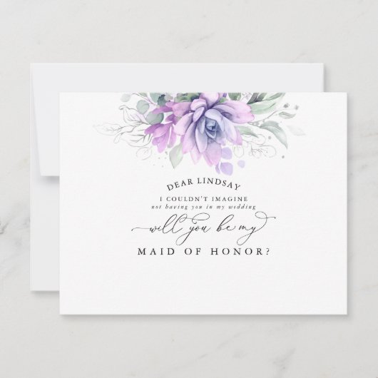 Invitation Succulentes verdure Silver Bridesmaid Proposition (Devant)