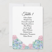 Invitation Succulents bleu rose. Plans de table pour mariage (Devant)