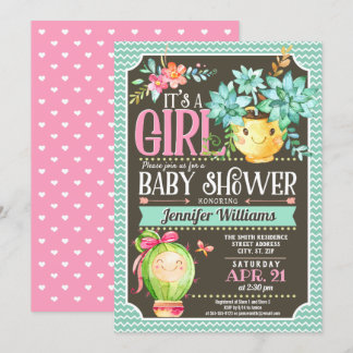 Invitation Succulents, Cactus Girl Garden Baby shower